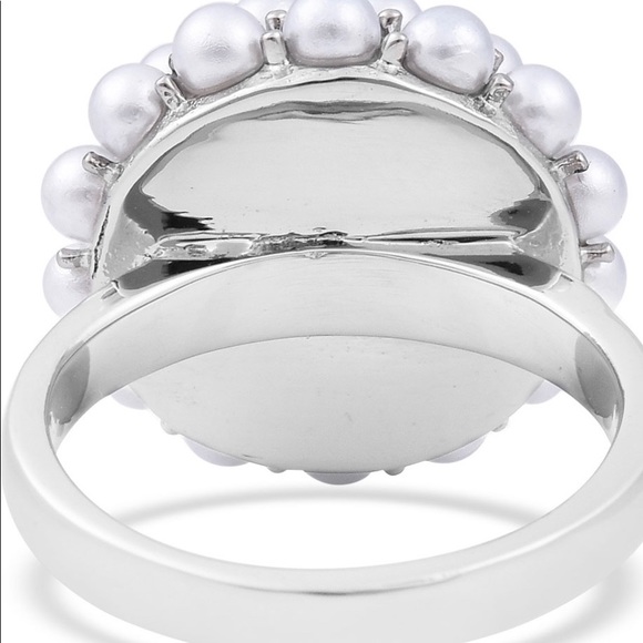 Simulated Pearl Ring in Stainless Steel - Picture 4 of 6